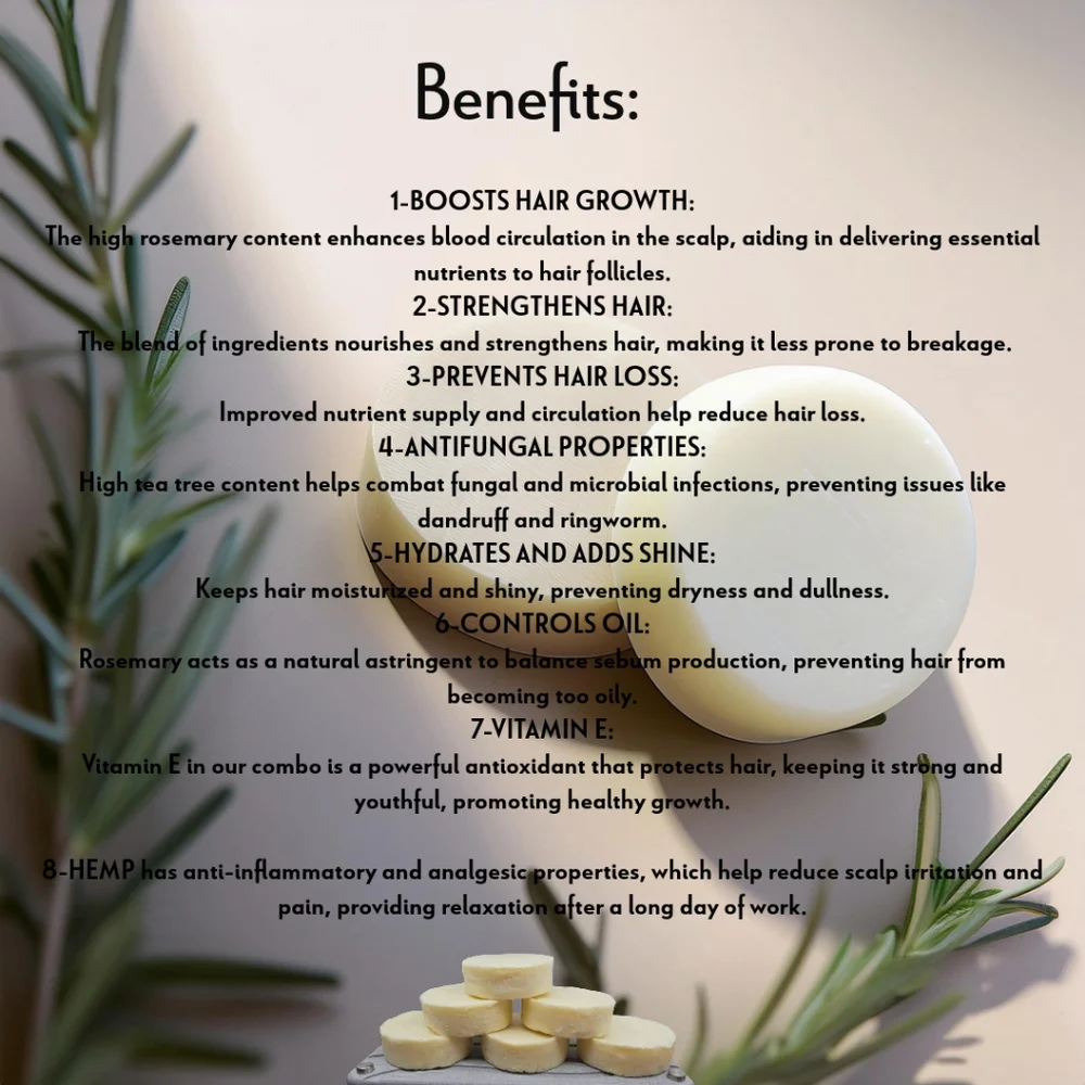 Tea Tree & Rosemary Oil, Fresh Shampoo Bar & Conditioner Bar Bundle with… - Picture 4 of 7